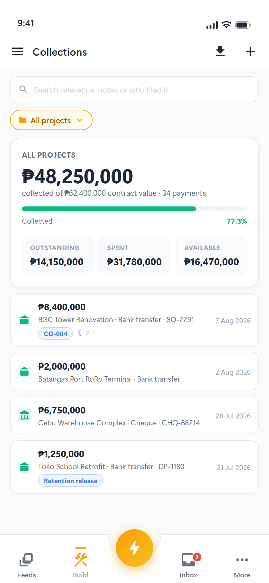 Track the money coming in