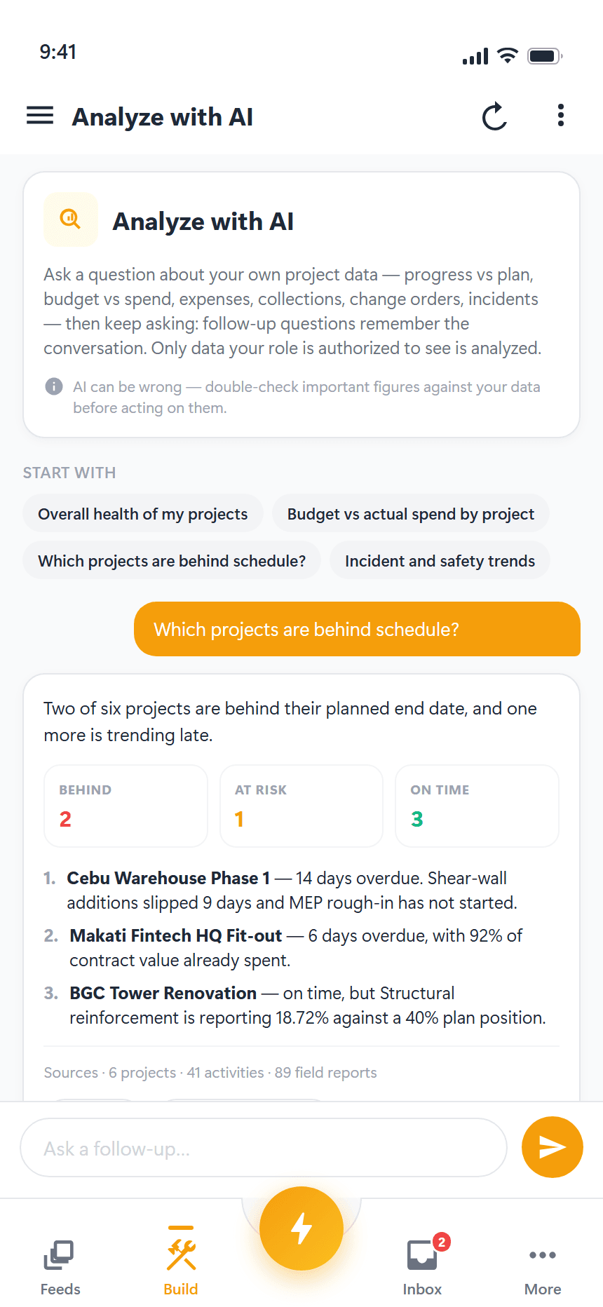 Ask your project data a question